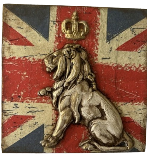 Crowned Lion Decorative Mini Wall Tile - 4.7"x4.7"x0.5" - Made to Order