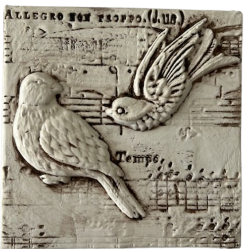 Birdsong Decorative Mini  Wall Tile - 4.7"x4.7"x0.5" - Made to Order